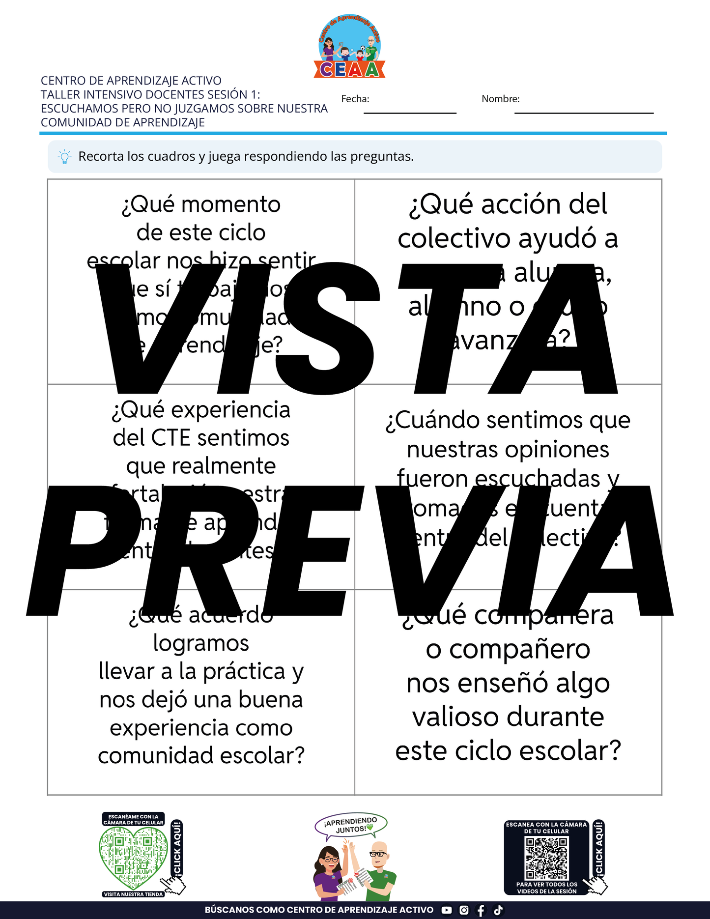 3 Juegos para Imprimir Taller Intensivo Sesión 1 Julio 2026 en PDF