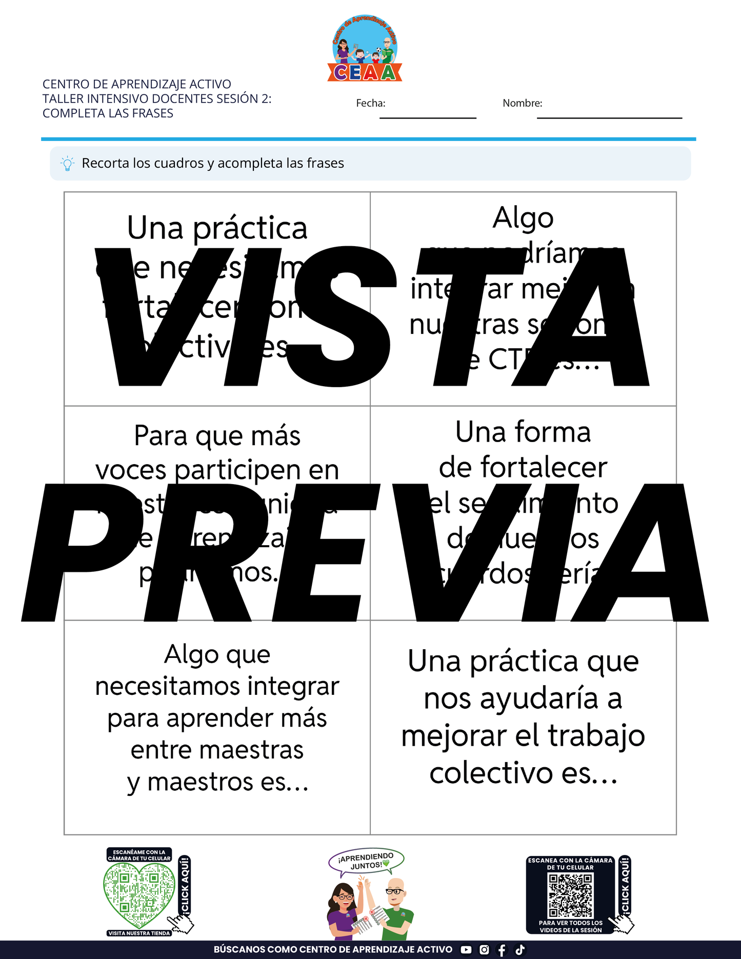 3 Juegos para Imprimir Taller Intensivo Sesión 2 Julio 2026 en PDF