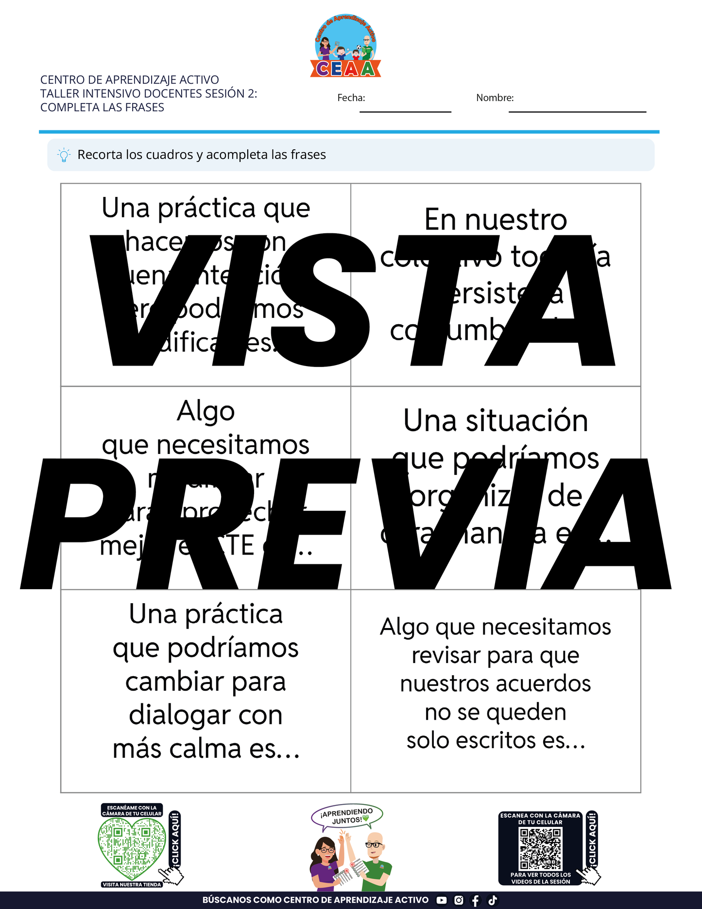 3 Juegos para Imprimir Taller Intensivo Sesión 2 Julio 2026 en PDF