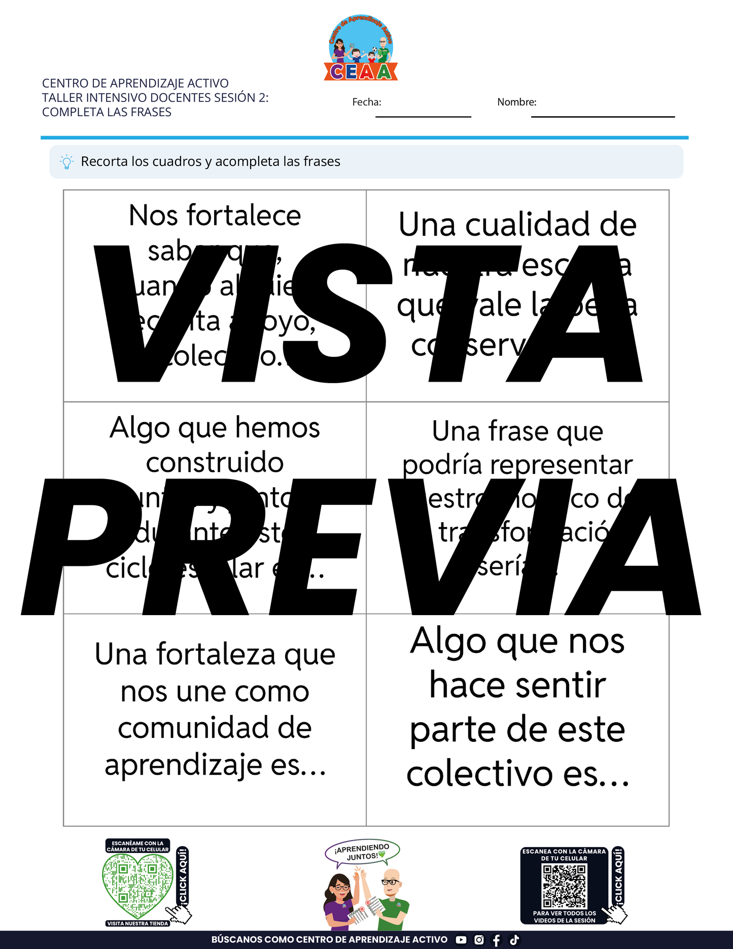 3 Juegos para Imprimir Taller Intensivo Sesión 2 Julio 2026 en PDF