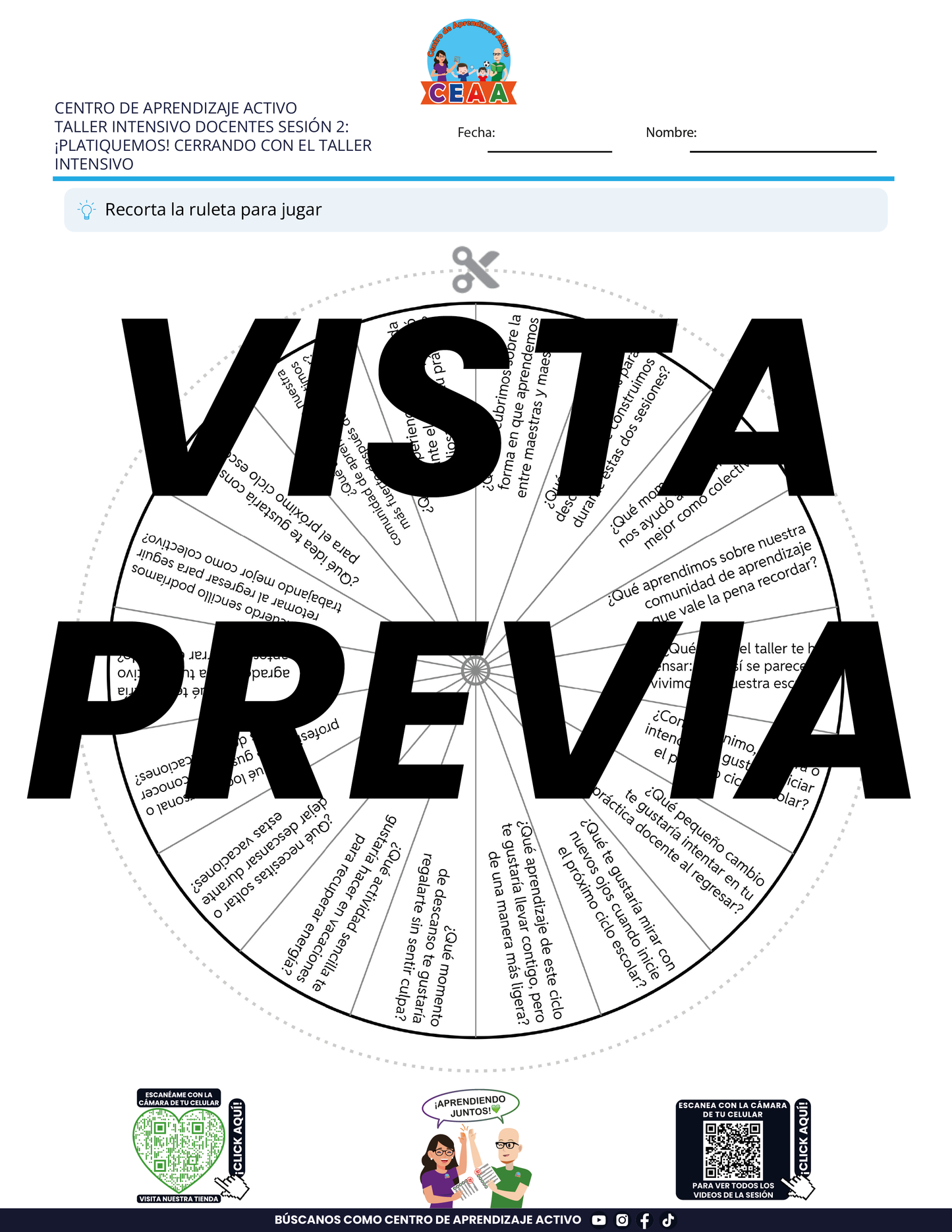 3 Juegos para Imprimir Taller Intensivo Sesión 2 Julio 2026 en PDF