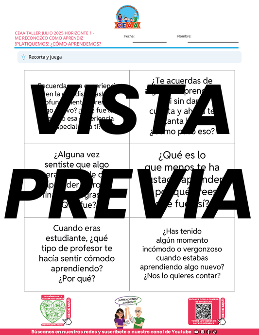 4 Juegos para Imprimir Taller Intensivo Sesión 1 Julio 2025 en PDF