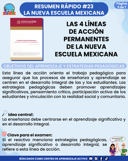 Resumen Rápido #23: LAS 4 LÍNEAS DE ACCIÓN PERMANENTES DE LA NUEVA ESCUELA MEXICANA