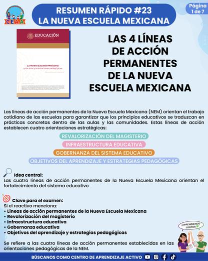 Resumen Rápido #23: LAS 4 LÍNEAS DE ACCIÓN PERMANENTES DE LA NUEVA ESCUELA MEXICANA