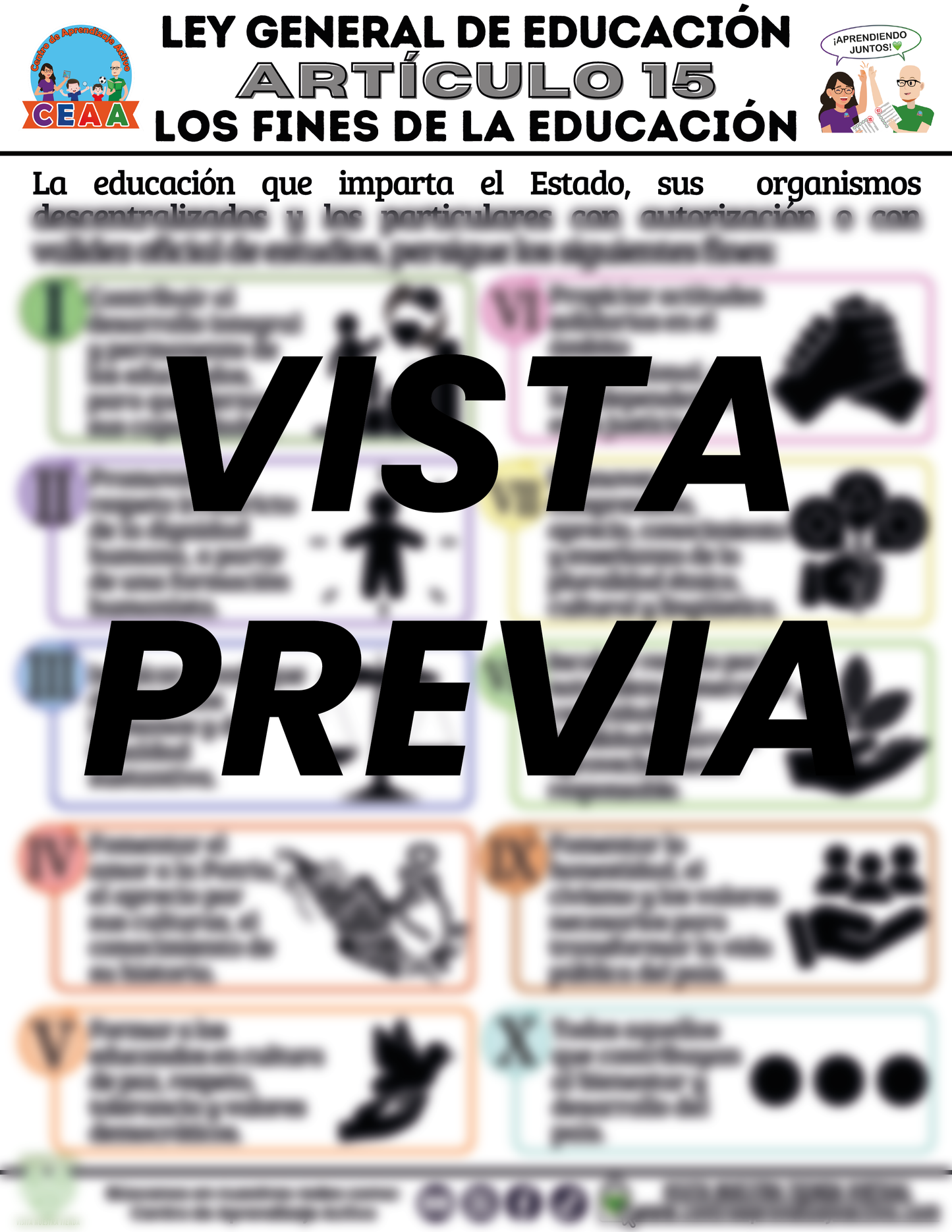 Infografía Ley General de Educación Artículo 15 Los Fines de la Educación