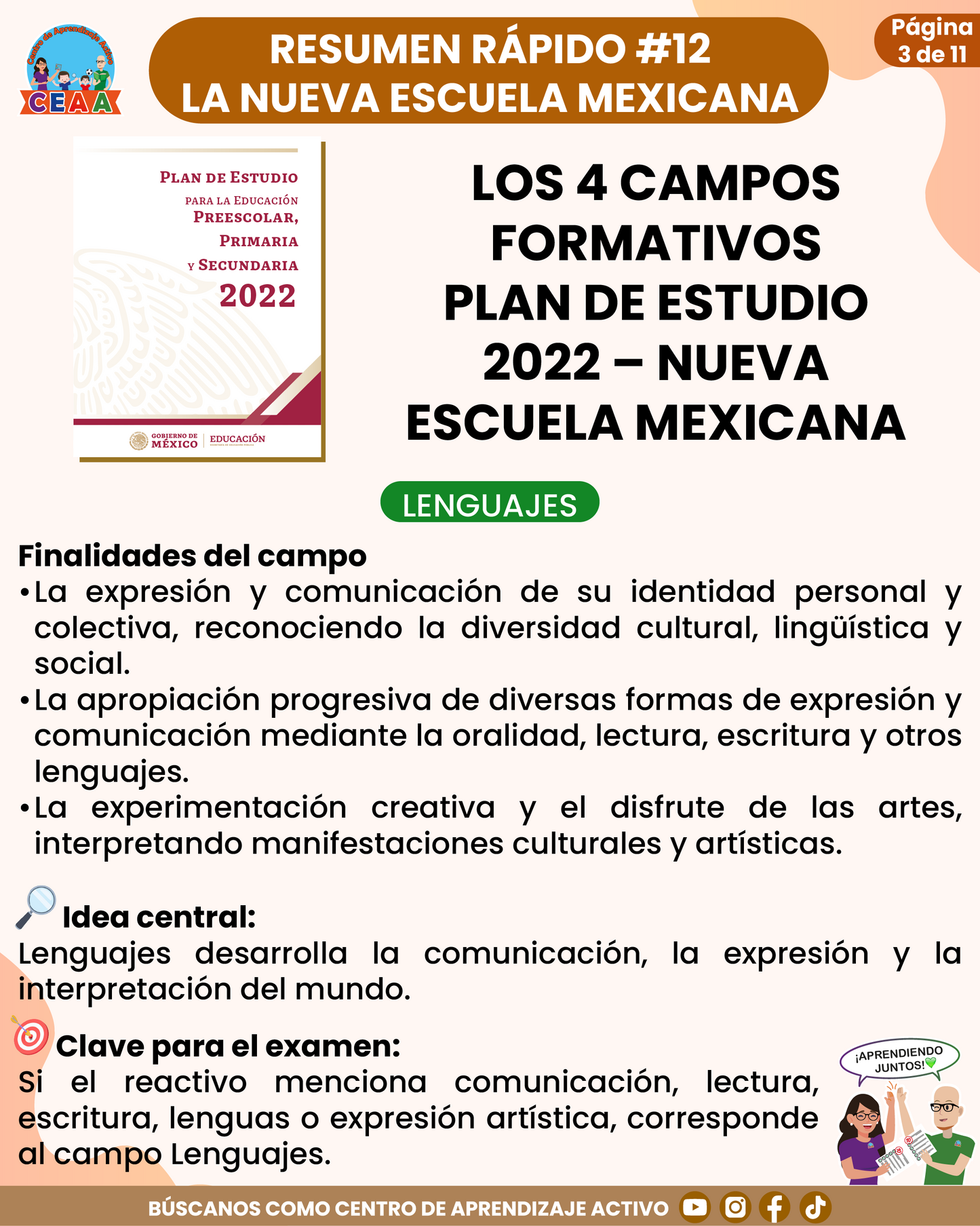 Resumen Rápido #12: LOS 4 CAMPOS FORMATIVOS PLAN DE ESTUDIO 2022 – NUEVA ESCUELA MEXICANA