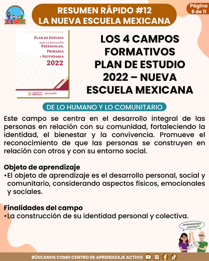 Resumen Rápido #12: LOS 4 CAMPOS FORMATIVOS PLAN DE ESTUDIO 2022 – NUEVA ESCUELA MEXICANA