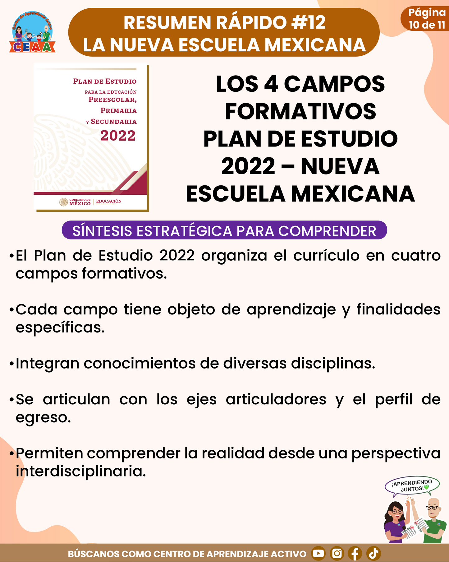 Resumen Rápido #12: LOS 4 CAMPOS FORMATIVOS PLAN DE ESTUDIO 2022 – NUEVA ESCUELA MEXICANA