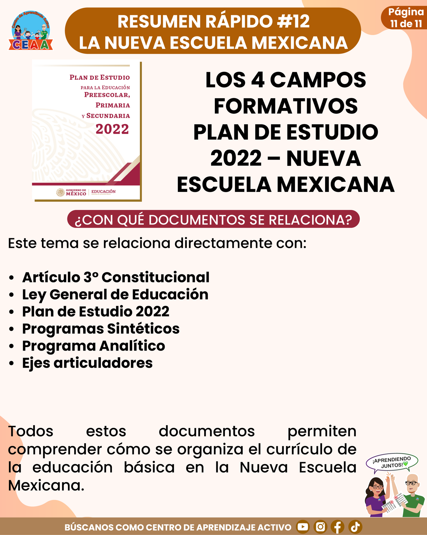 Resumen Rápido #12: LOS 4 CAMPOS FORMATIVOS PLAN DE ESTUDIO 2022 – NUEVA ESCUELA MEXICANA