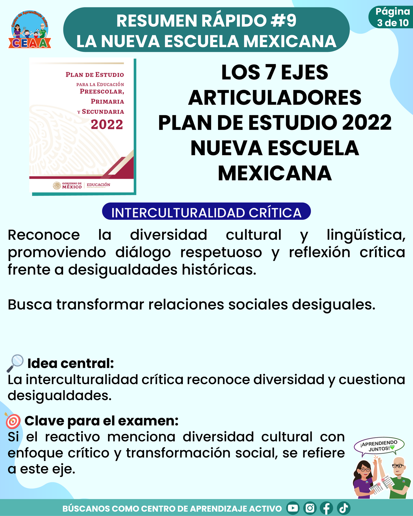 Resumen Rápido #9: LOS 7 EJES ARTICULADORES - PLAN DE ESTUDIO 2022 NUEVA ESCUELA MEXICANA