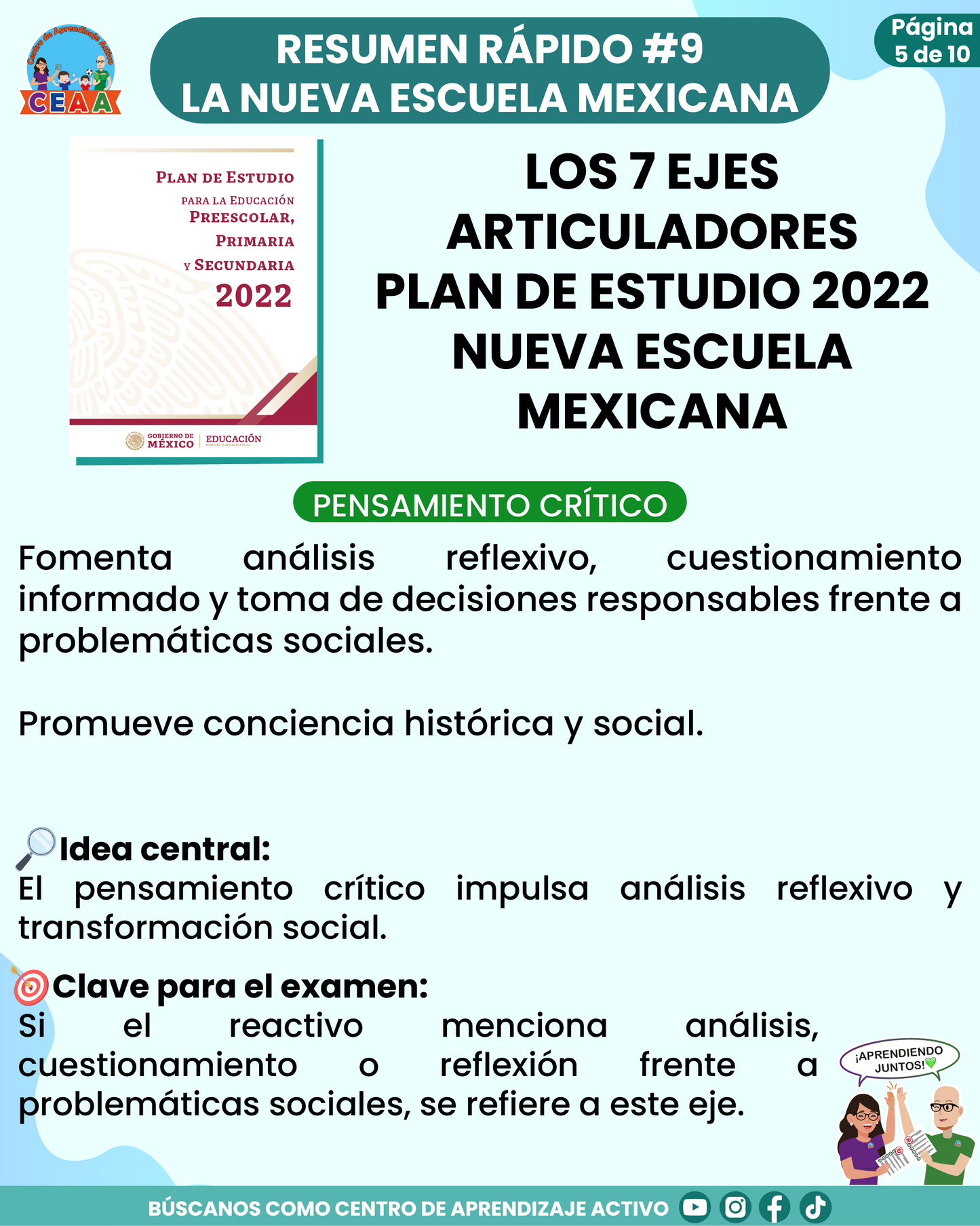 Resumen Rápido #9: LOS 7 EJES ARTICULADORES - PLAN DE ESTUDIO 2022 NUEVA ESCUELA MEXICANA