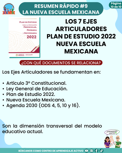 Resumen Rápido #9: LOS 7 EJES ARTICULADORES - PLAN DE ESTUDIO 2022 NUEVA ESCUELA MEXICANA