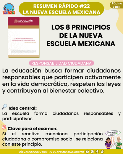 Resumen Rápido #22: LOS 8 PRINCIPIOS DE LA NUEVA ESCUELA MEXICANA