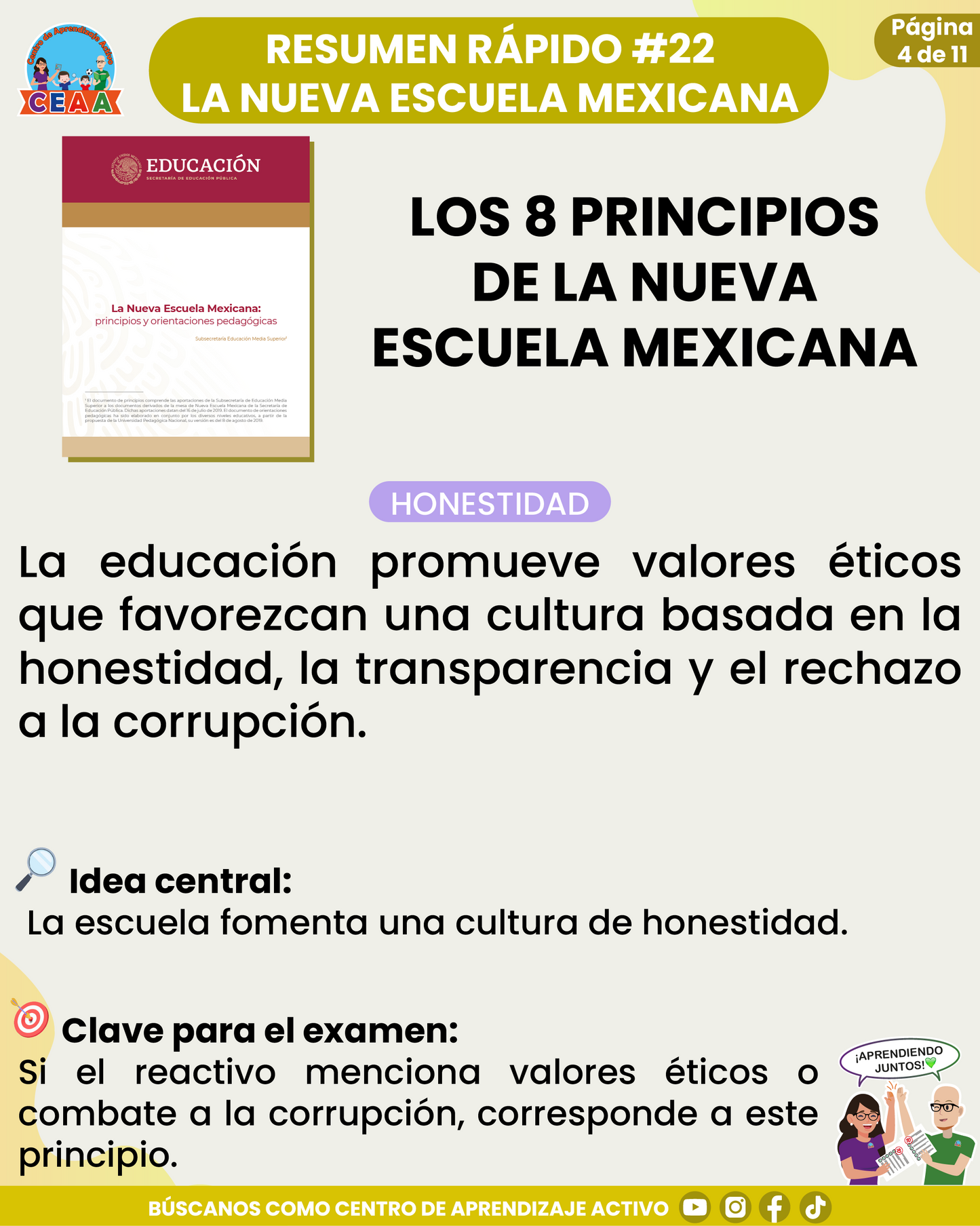 Resumen Rápido #22: LOS 8 PRINCIPIOS DE LA NUEVA ESCUELA MEXICANA
