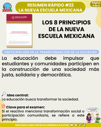 Resumen Rápido #22: LOS 8 PRINCIPIOS DE LA NUEVA ESCUELA MEXICANA