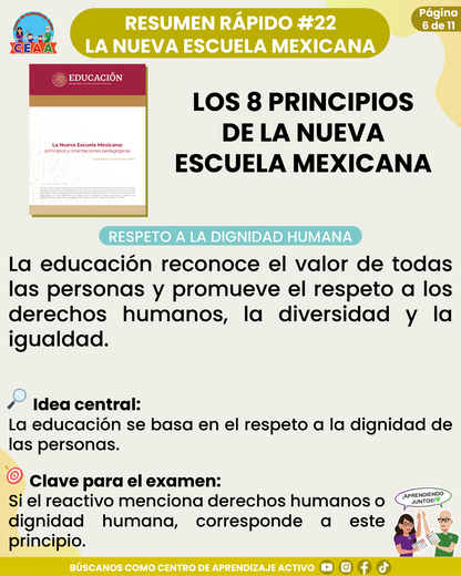 Resumen Rápido #22: LOS 8 PRINCIPIOS DE LA NUEVA ESCUELA MEXICANA
