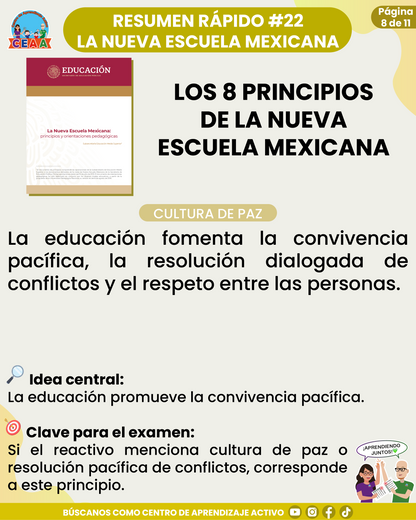 Resumen Rápido #22: LOS 8 PRINCIPIOS DE LA NUEVA ESCUELA MEXICANA