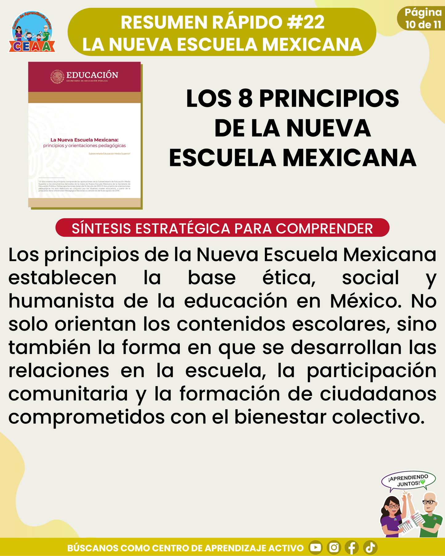 Resumen Rápido #22: LOS 8 PRINCIPIOS DE LA NUEVA ESCUELA MEXICANA
