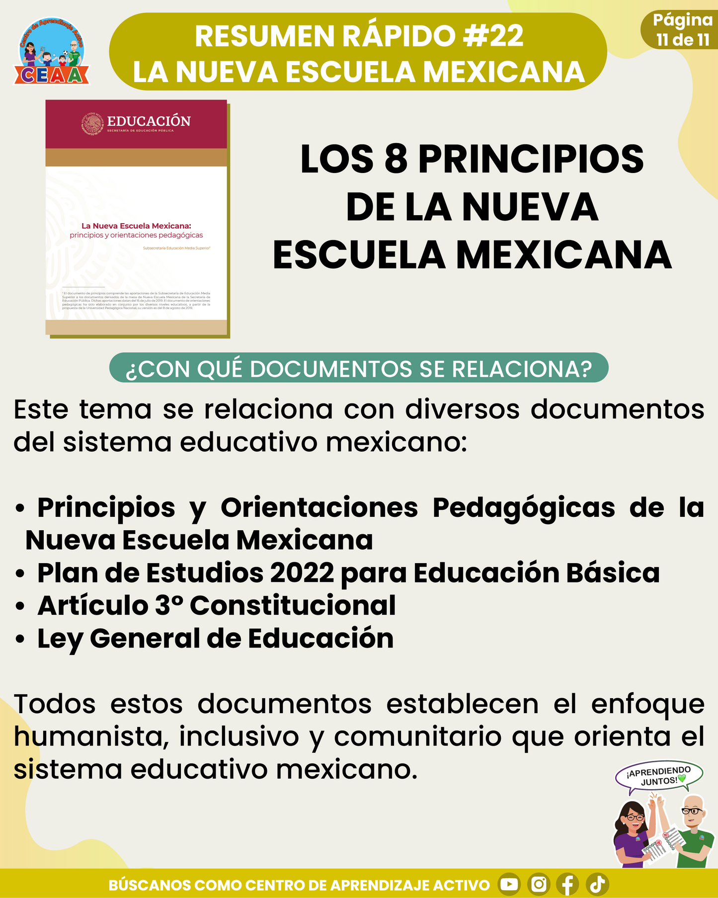 Resumen Rápido #22: LOS 8 PRINCIPIOS DE LA NUEVA ESCUELA MEXICANA