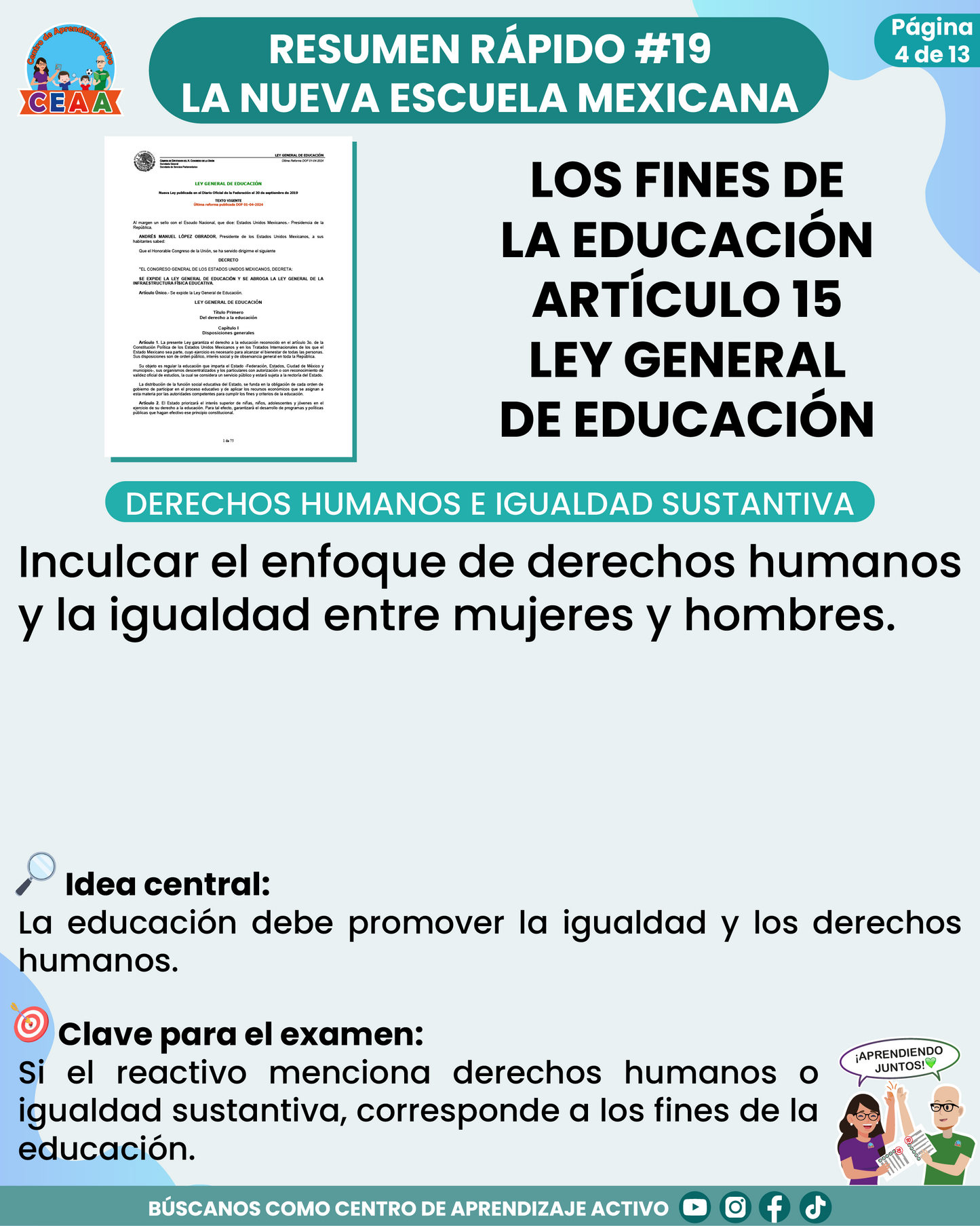 Resumen Rápido #19: LOS FINES DE LA EDUCACIÓN ARTÍCULO 15 LEY GENERAL DE EDUCACIÓN