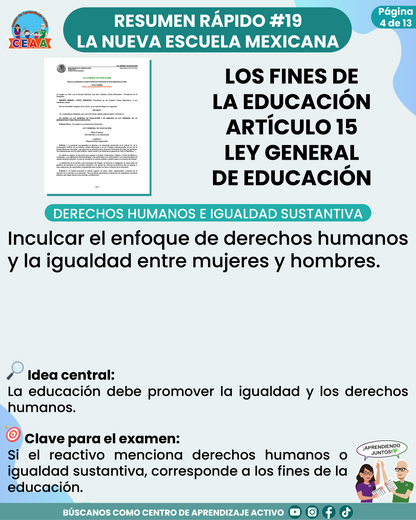 Resumen Rápido #19: LOS FINES DE LA EDUCACIÓN ARTÍCULO 15 LEY GENERAL DE EDUCACIÓN