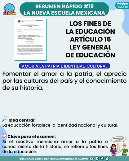 Resumen Rápido #19: LOS FINES DE LA EDUCACIÓN ARTÍCULO 15 LEY GENERAL DE EDUCACIÓN