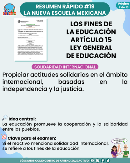 Resumen Rápido #19: LOS FINES DE LA EDUCACIÓN ARTÍCULO 15 LEY GENERAL DE EDUCACIÓN