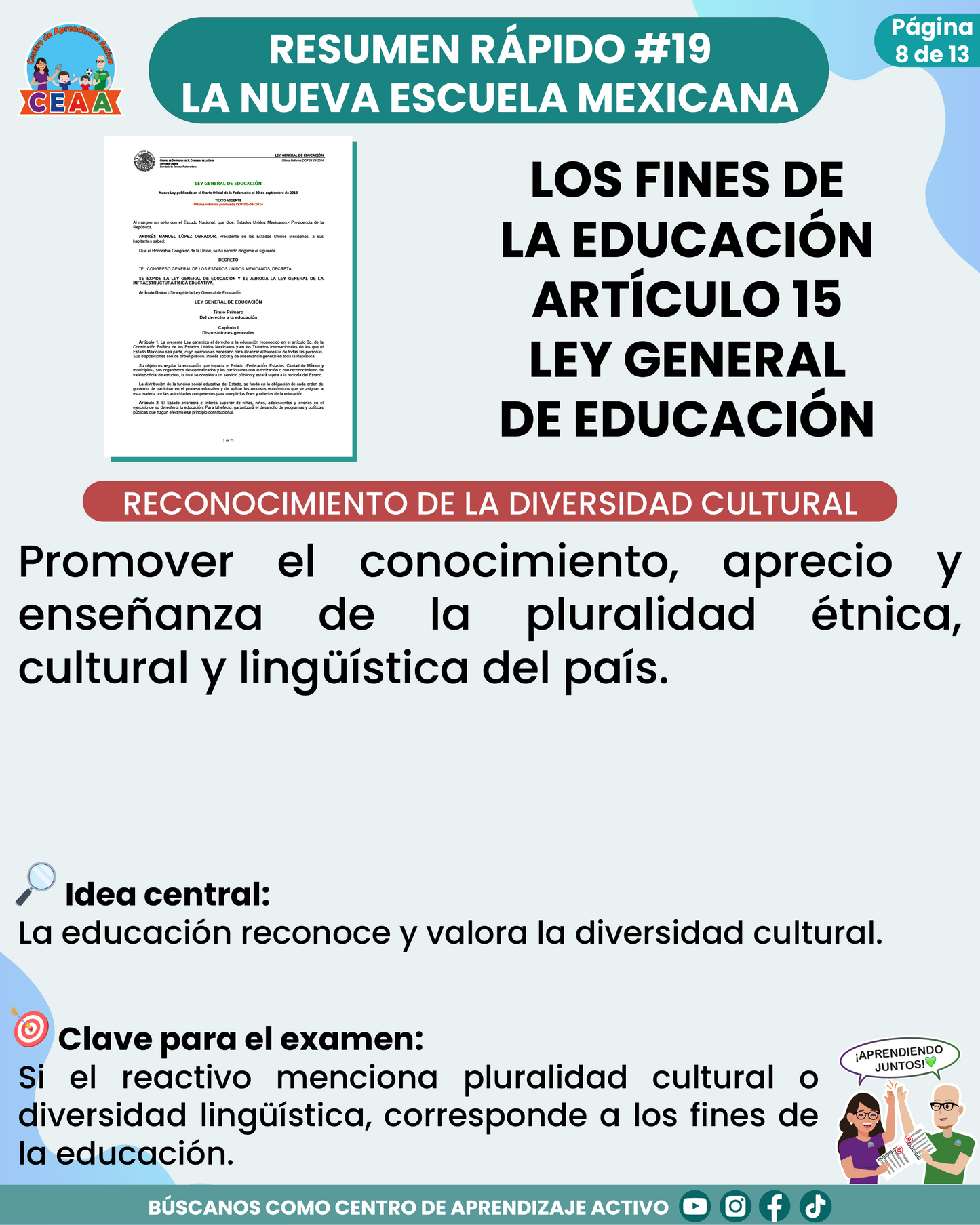 Resumen Rápido #19: LOS FINES DE LA EDUCACIÓN ARTÍCULO 15 LEY GENERAL DE EDUCACIÓN