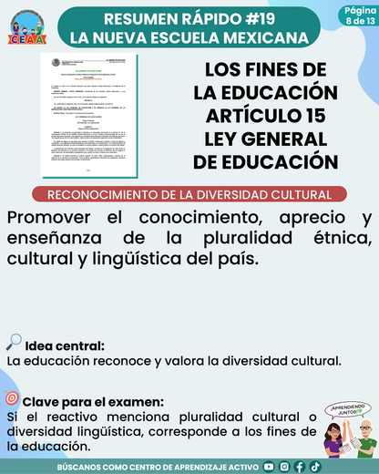 Resumen Rápido #19: LOS FINES DE LA EDUCACIÓN ARTÍCULO 15 LEY GENERAL DE EDUCACIÓN