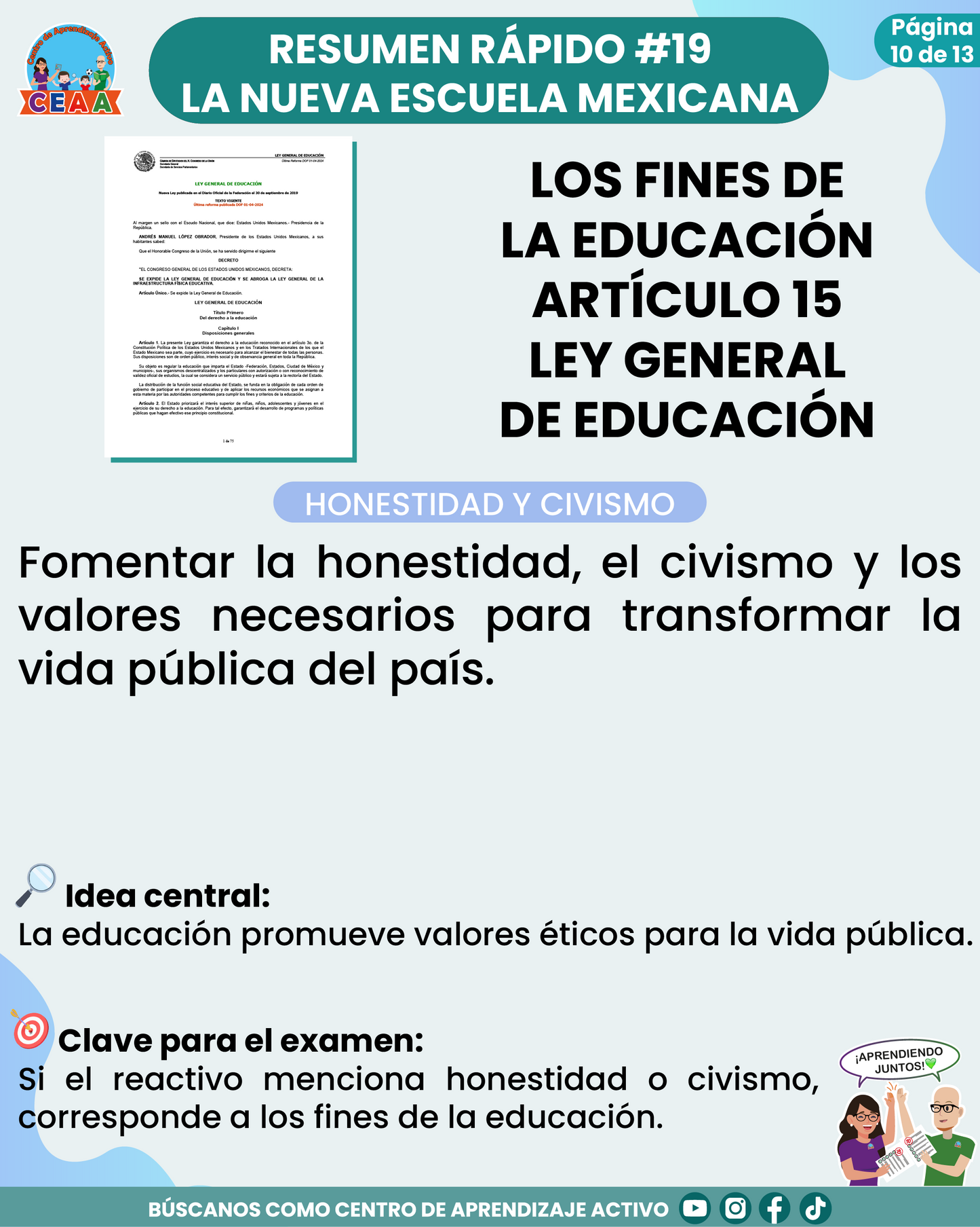 Resumen Rápido #19: LOS FINES DE LA EDUCACIÓN ARTÍCULO 15 LEY GENERAL DE EDUCACIÓN