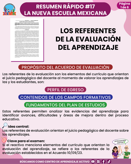 Resumen Rápido #17: LOS REFERENTES DE LA EVALUACIÓN DEL APRENDIZAJE
