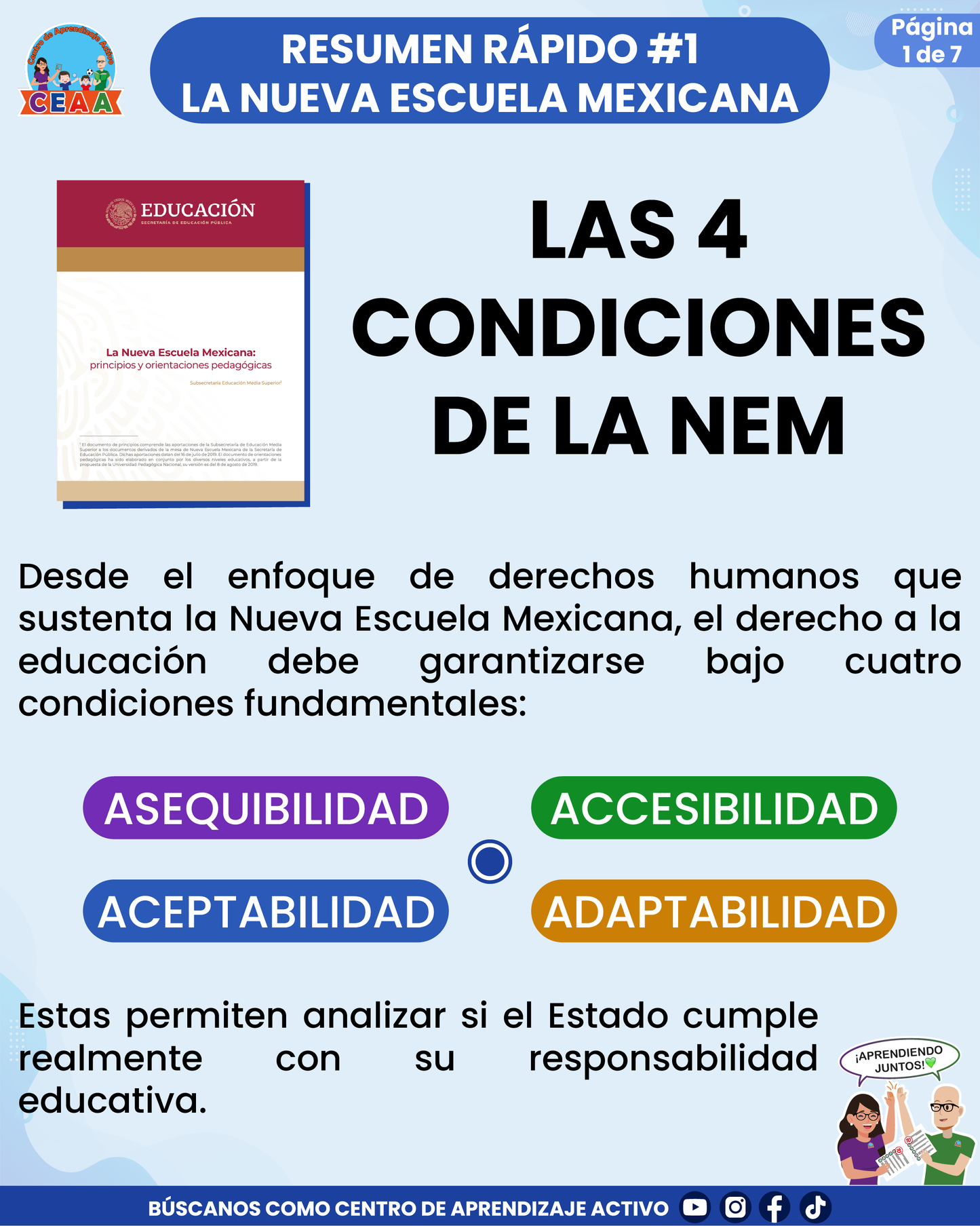RESUMEN RÁPIDO #1 LA NUEVA ESCUELA MEXICANA - LAS 4 CONDICIONES DE LA NEM en PDF