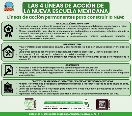 Infografía Las 4 Líneas de Acción de la NEM