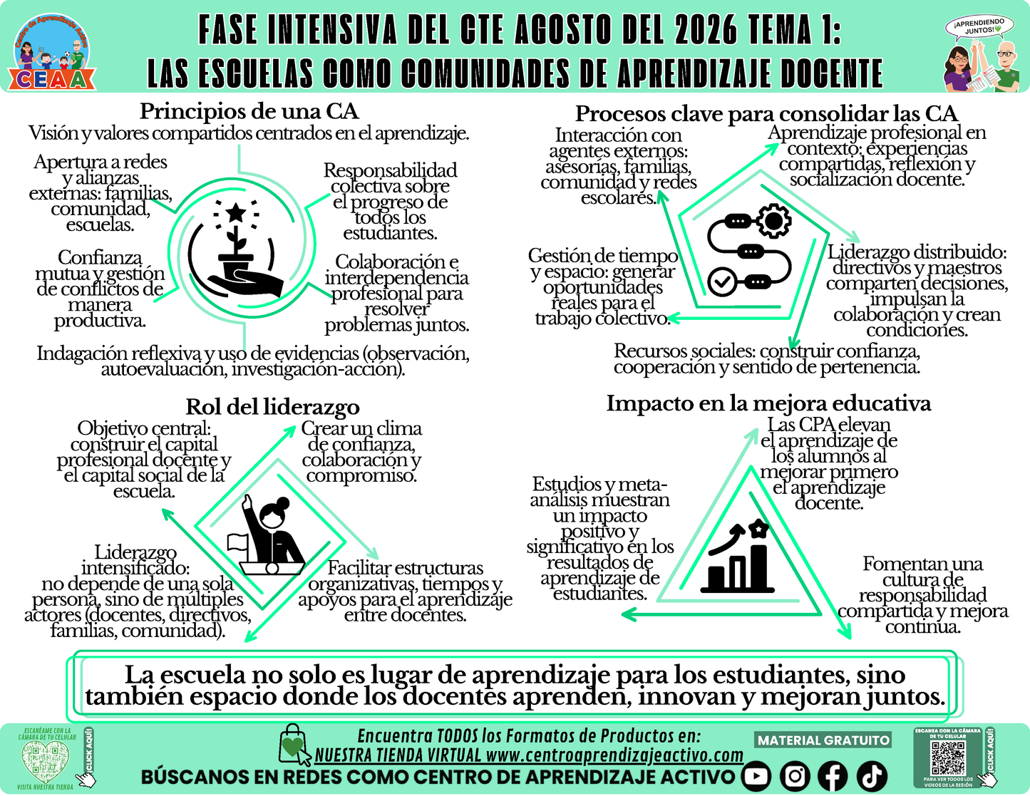 Infografía CTE Fase Intensiva: TEMA 1: LAS ESCUELAS COMO COMUNIDADES DE APRENDIZAJE DOCENTE en PDF