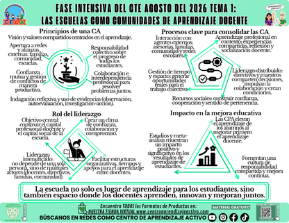 Infografía CTE Fase Intensiva: TEMA 1: LAS ESCUELAS COMO COMUNIDADES DE APRENDIZAJE DOCENTE en PDF