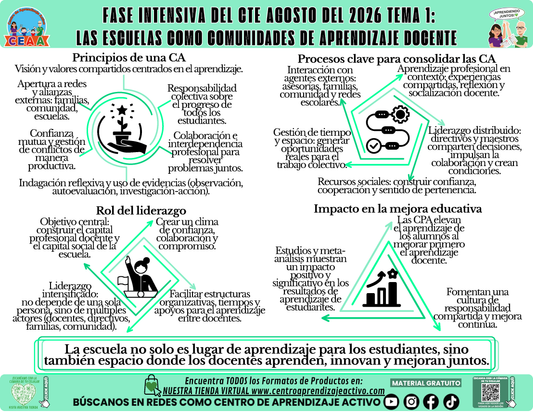 Infografía CTE Fase Intensiva: TEMA 1: LAS ESCUELAS COMO COMUNIDADES DE APRENDIZAJE DOCENTE en PDF