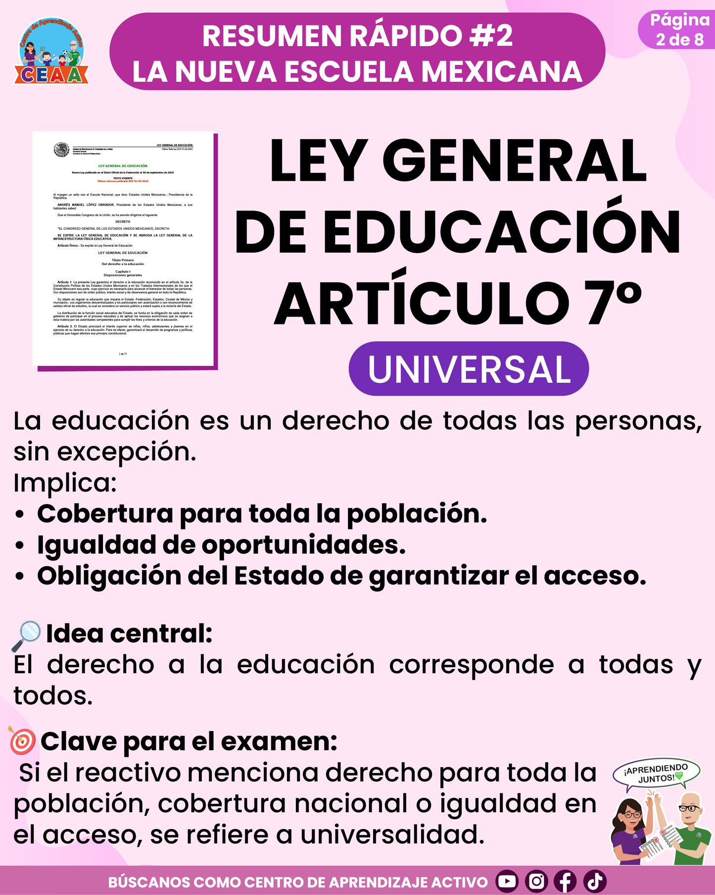 Resumen Rápido #2: LEY GENERAL DE EDUCACIÓN ARTÍCULO 7°