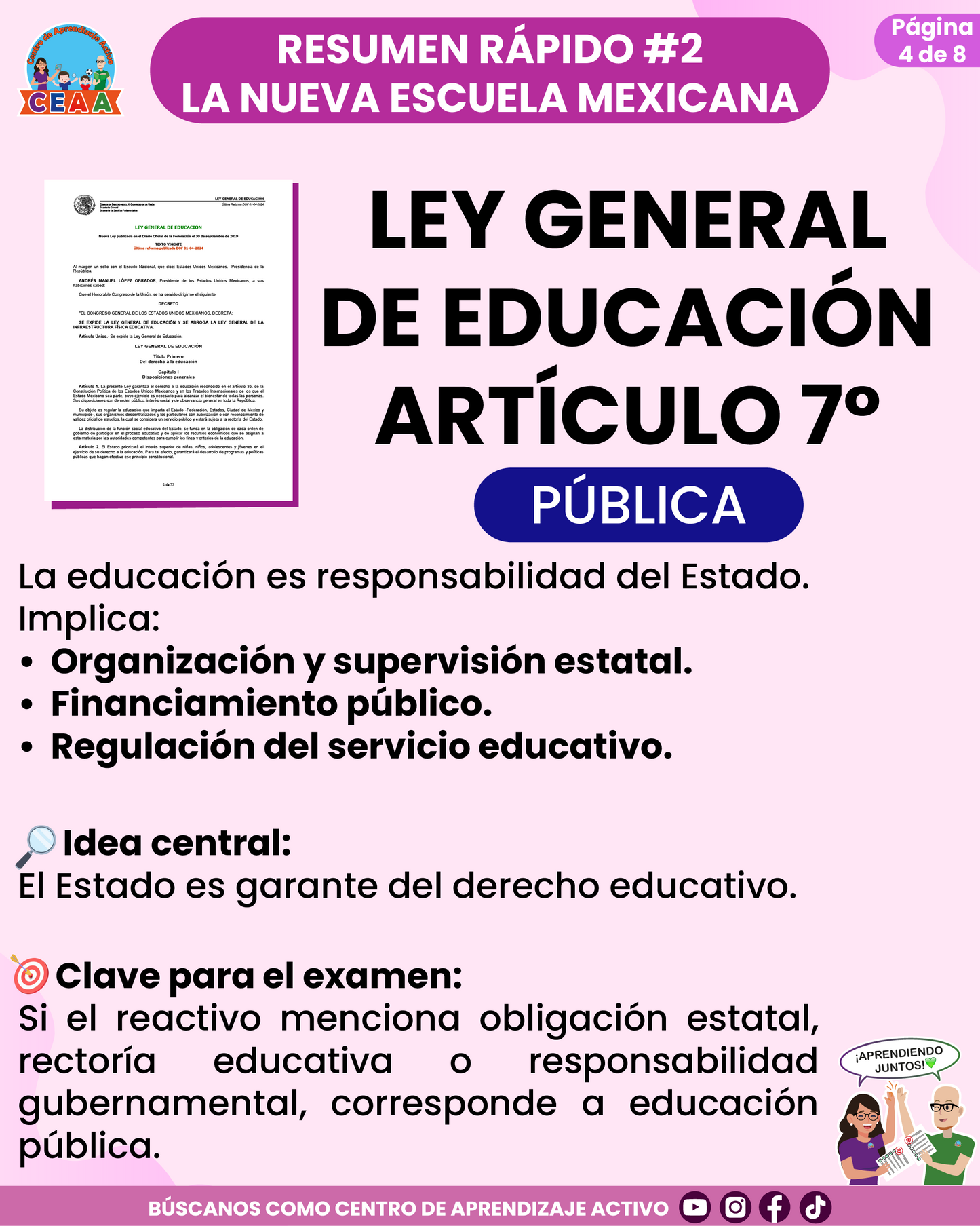 Resumen Rápido #2: LEY GENERAL DE EDUCACIÓN ARTÍCULO 7°