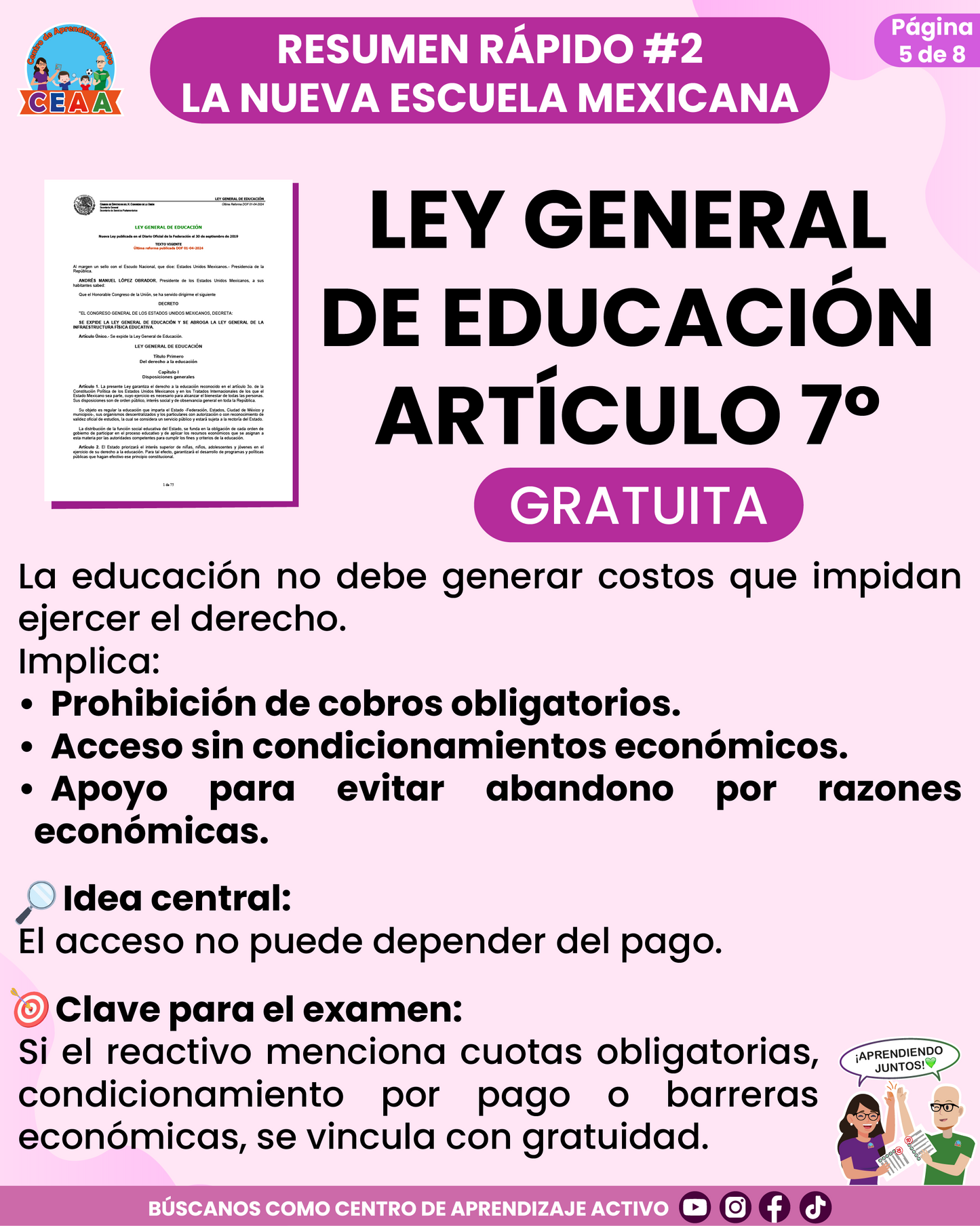 Resumen Rápido #2: LEY GENERAL DE EDUCACIÓN ARTÍCULO 7°