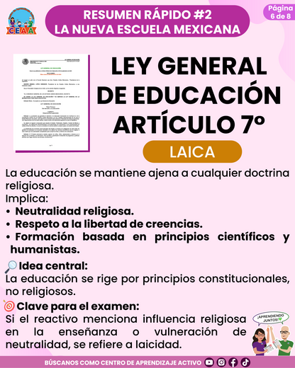 Resumen Rápido #2: LEY GENERAL DE EDUCACIÓN ARTÍCULO 7°