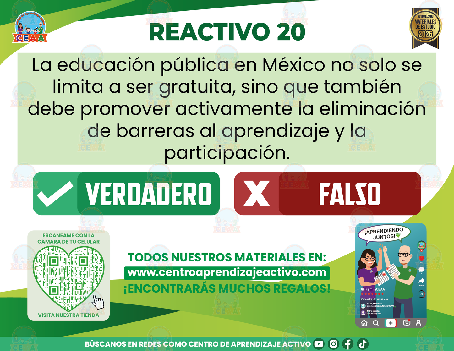 Cuadernillo de Estudio - Ley General de Educación - Verdadero o Falso en PDF