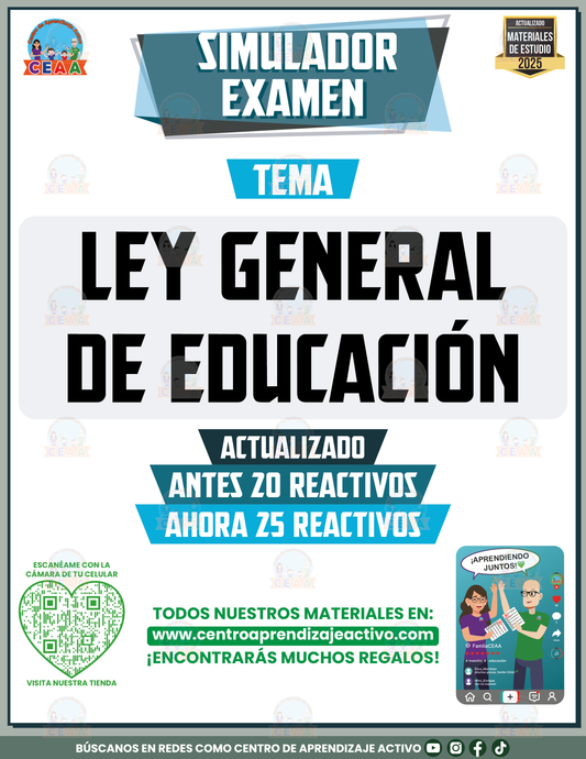 Simulador de examen Ley General de Educación en PDF