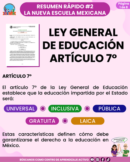 Resumen Rápido #2: LEY GENERAL DE EDUCACIÓN ARTÍCULO 7°