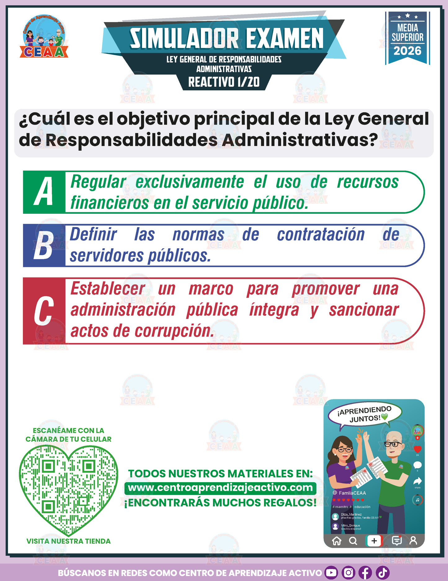 Simulador de Examen - LEY GENERAL DE RESPONSABILIDADES ADMINISTRATIVAS - Media Superior