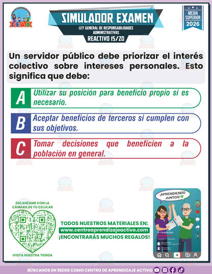 Simulador de Examen - LEY GENERAL DE RESPONSABILIDADES ADMINISTRATIVAS - Media Superior