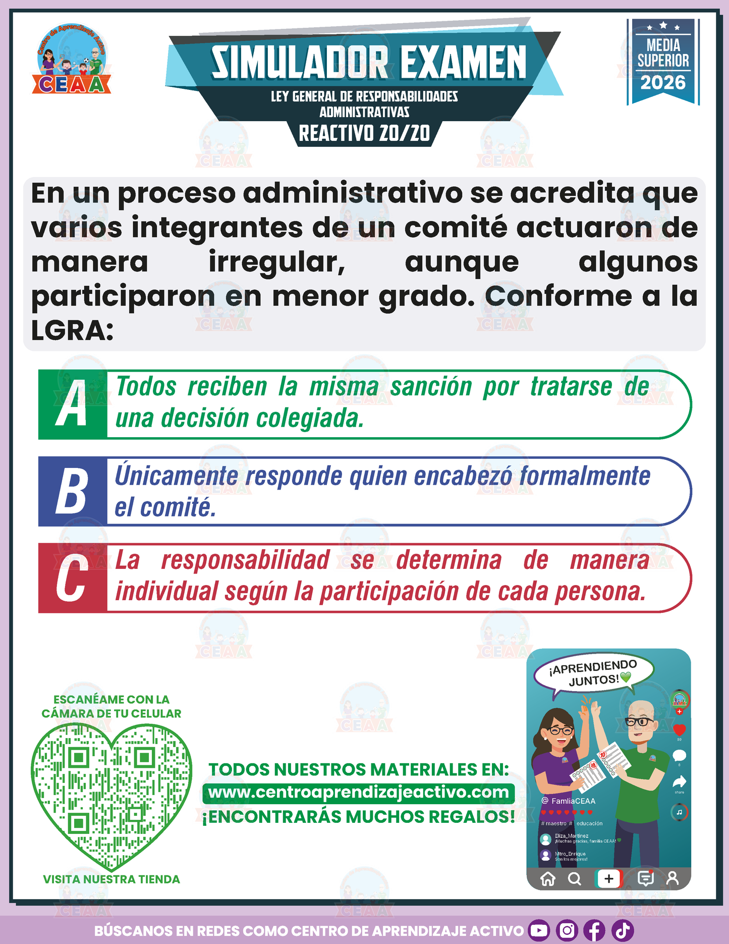 Simulador de Examen - LEY GENERAL DE RESPONSABILIDADES ADMINISTRATIVAS - Media Superior