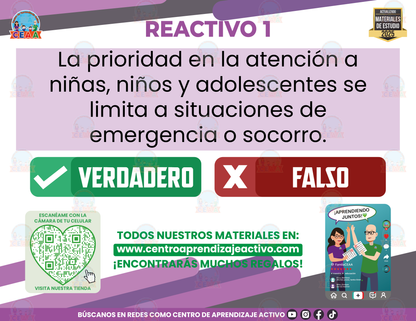 Cuadernillo de Estudio - Ley General de los Derechos de NNA - Verdadero o Falso