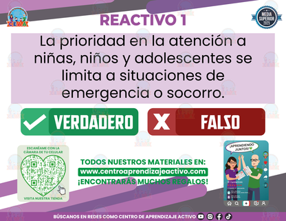 Cuadernillo de Estudio - Ley General de los Derechos de NNA - Verdadero o Falso Media Superior