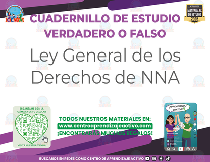 Cuadernillo de Estudio - Ley General de los Derechos de NNA - Verdadero o Falso