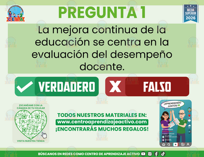 Cuadernillo de Estudio - Ley Reglamentaria del Artículo 3º Constitucional en Materia de Mejora Continua de la Educación - Verdadero o Falso - Media Superior